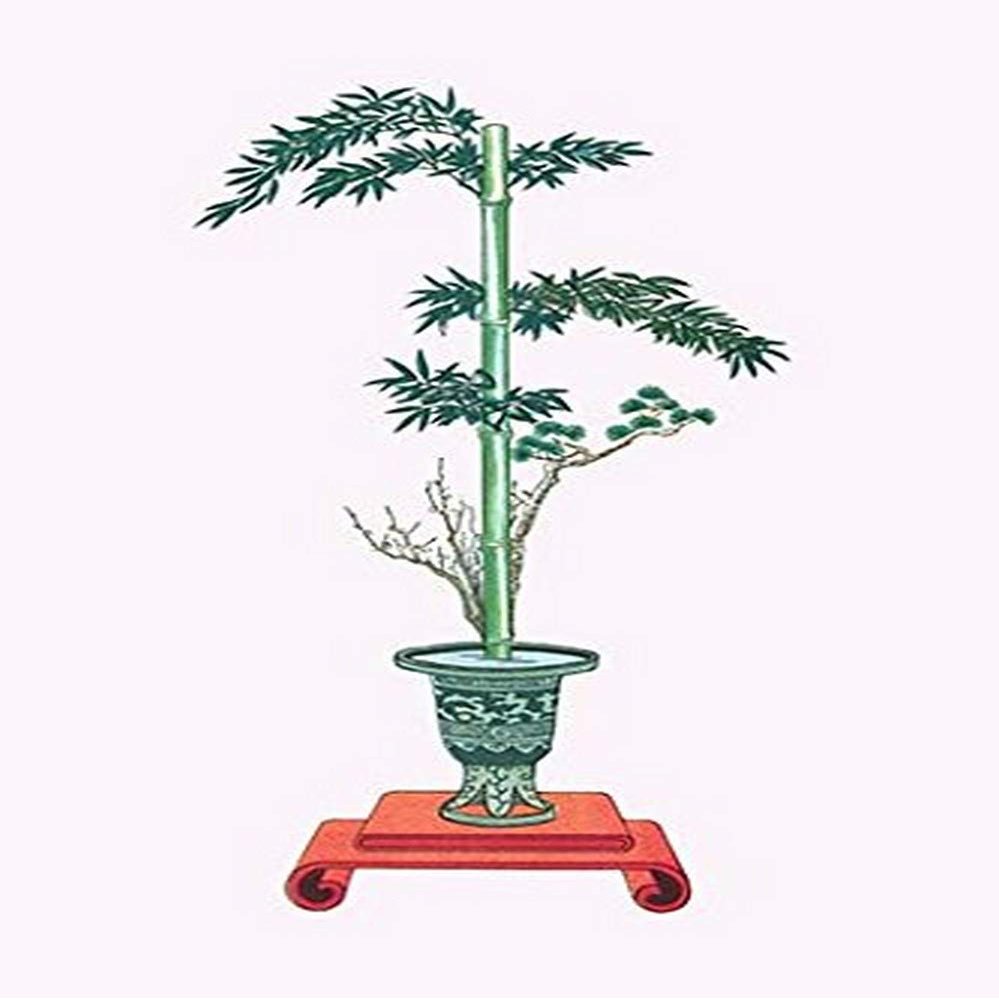 Buyenlarge 0-587-26597-3-P2030 'Shochikubai-Plum, Pine and Bamboo in a Horai-San' Paper Poster, 20 by 30-Inch
