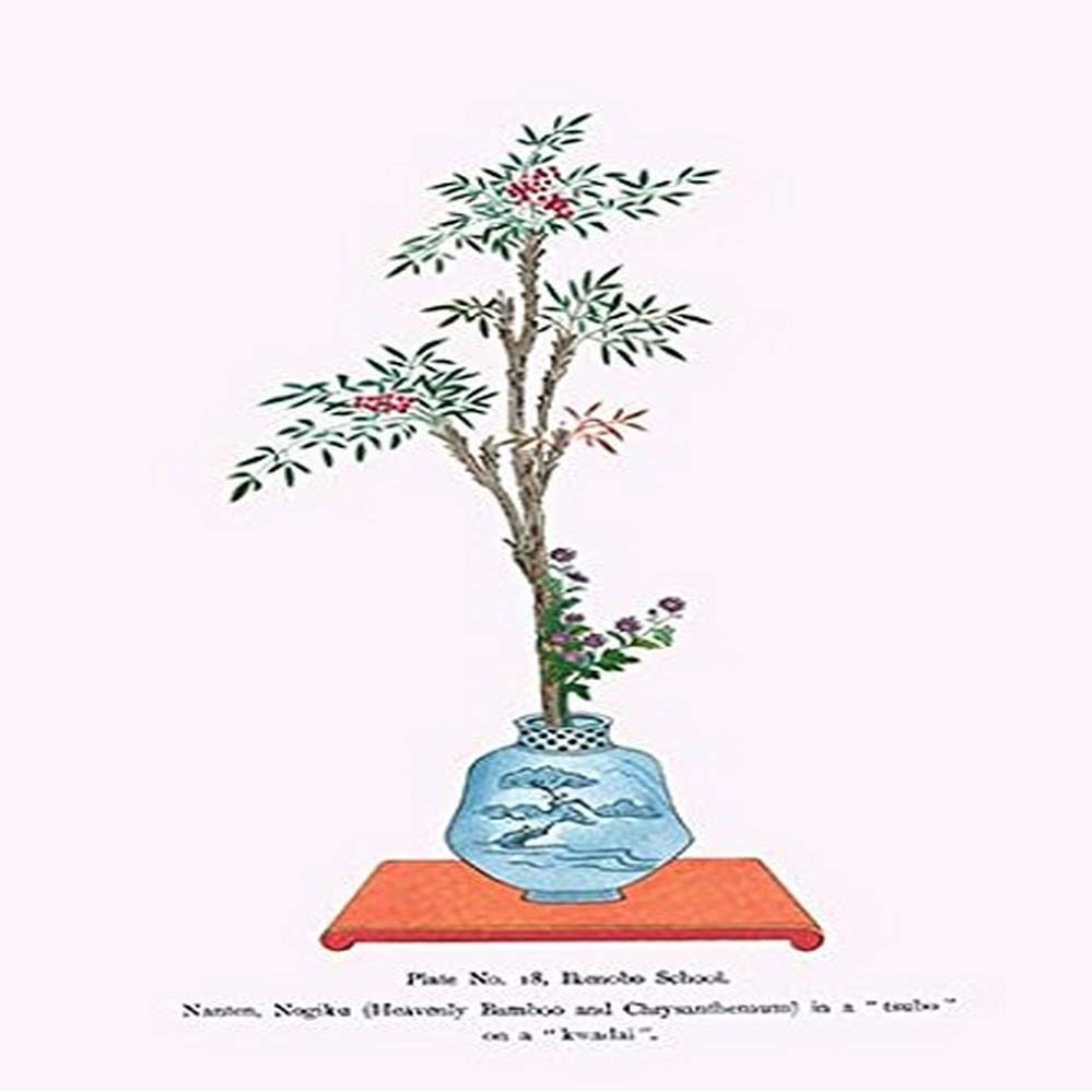 Buyenlarge 0-587-26606-6-P2030 'Nanten and Nogiku-Heavenly Bamboo and Chrysanthemum in a Tsubo' Paper Poster, 20 by 30-Inch