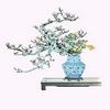 Buyenlarge 0-587-26627-9-P2030 'Yamanashi and Takejimayuri-Wild Pear and Lily in a Blue and White Porcelain Vase' Paper Poster, 20 by 30-Inch view 1