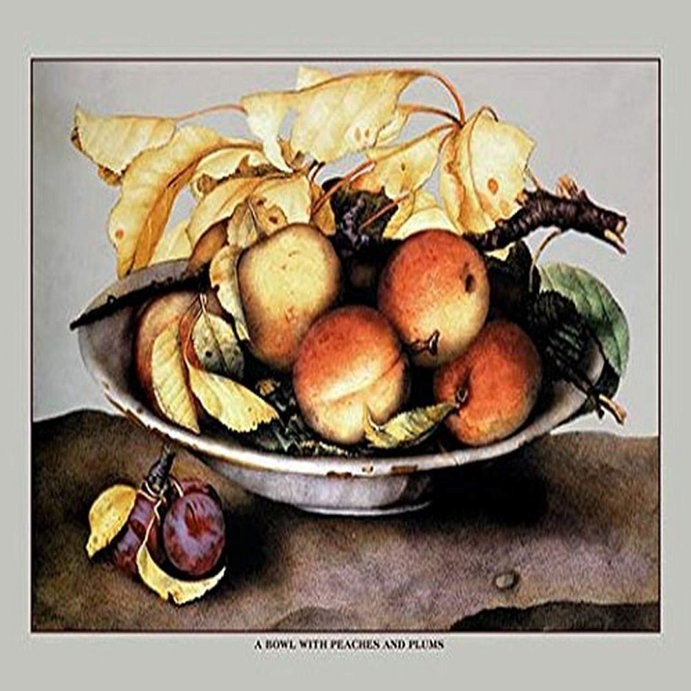 Buyenlarge 'A Bowl with Peaches and Plums' Paper Poster, 20 by 30-Inch
