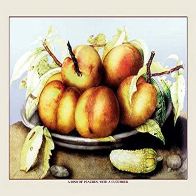 Buyenlarge 'A Dish of Peaches with a Cucumber' Paper Poster, 20 by 30-Inch