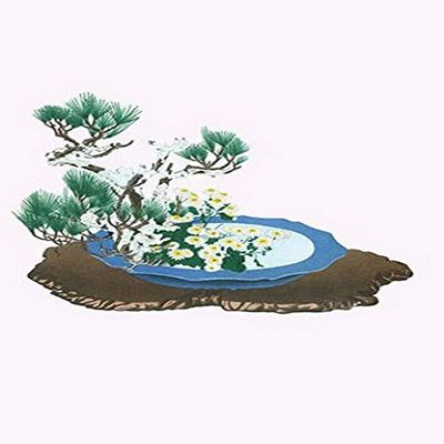 Buyenlarge 0-587-26623-6-P2030 'Oimatsu and Shiragiku-Pine in an Antique Mirror Shaped Vessel' Paper Poster, 20 by 30-Inch