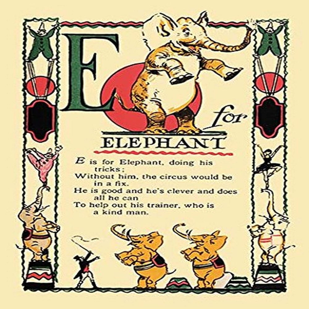 Buyenlarge 'E for Elephant' Paper Poster, 20 by 30-Inch