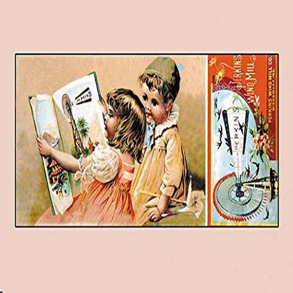 Buyenlarge 'Youngsters Admiring a Perkins Windmill Catalog' Paper Poster, 20 by 30-Inch