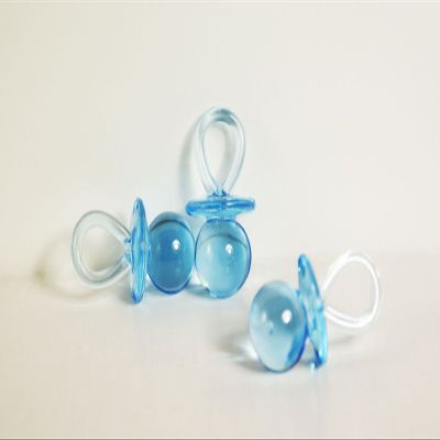 1-3/4" Mini Clear Plastic Accessory Pacifiers Baby Shower Game Gender Reveal Party Decoration Favors Blue 144pcs