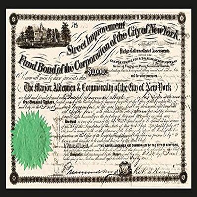 Buyenlarge 'New York Street Improvement Fund Bond' Paper Poster, 20 by 30-Inch