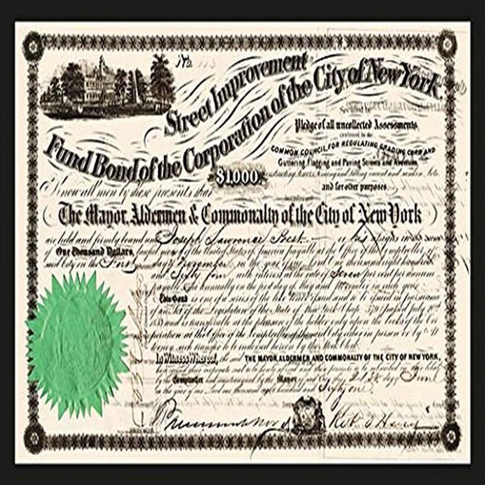 Buyenlarge 'New York Street Improvement Fund Bond' Paper Poster, 20 by 30-Inch