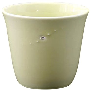RAO3Z Blessing (Light Color) Ivory Arita Ware Made in Japan Cup, 7.4x9cm, white/black/red