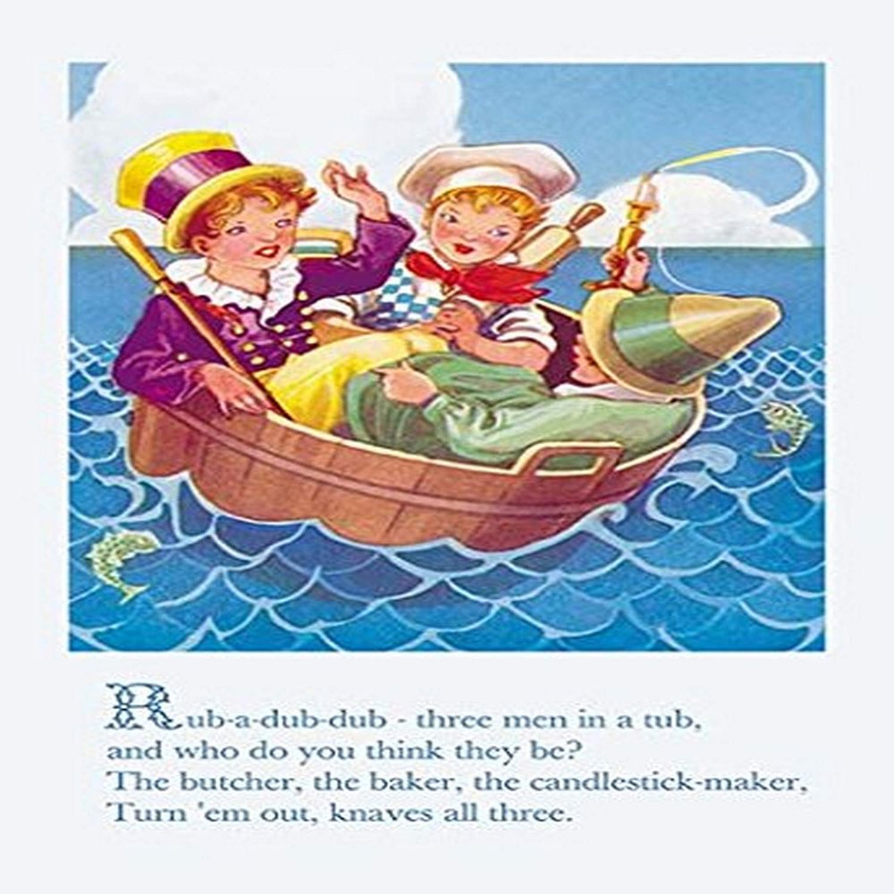 Buyenlarge 'Rub-a-Dub-Dub, Three Men in a Tub' Paper Poster, 20 by 30-Inch