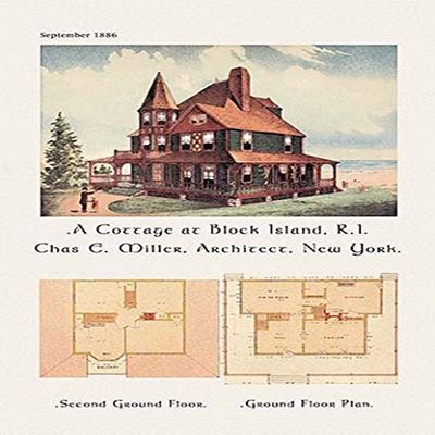 Buyenlarge 'A Cottage at Block Island, Rhode Island' Paper Poster, 20 by 30-Inch