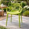 2xhome Modern Dining Chair | Stackable Indoor or Outdoor Entangled Side Chair | Weather Resistant Plastic for Kitchen, Patio, Restaurant, Yard, Porch, Balcony (Single, Green) view 2