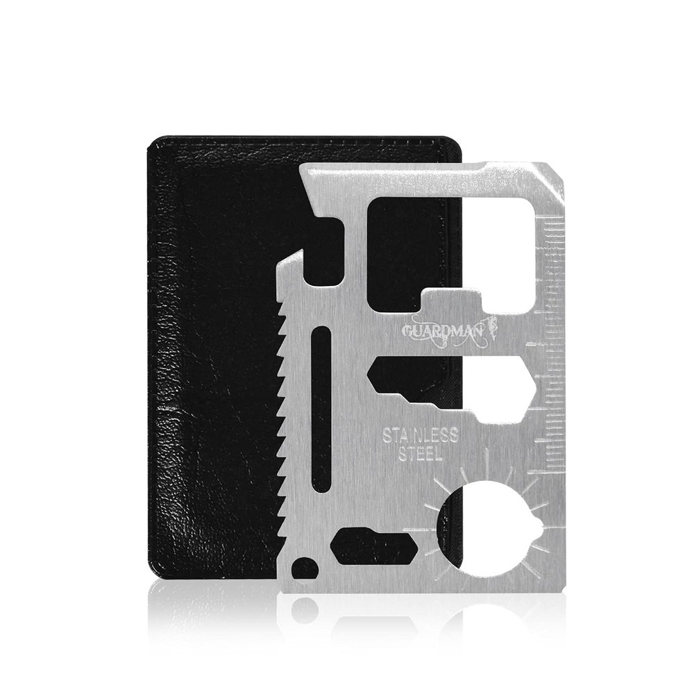 GUARDMAN 11-in-1 Survival Credit Card Multitool  Fathers Day Stocking Stuffer Christmas Gift - Multipurpose Tactical Wallet Tool With Bottle Opener, Survival Knife For Men Birthday Dad
