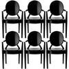 2xhome  Set of 6 Modern Ghost Chair Armchair with Arm Polycarbonate Plastic (Black) view 1