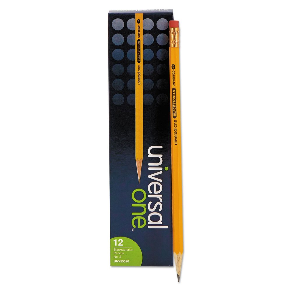 Universal 55520 Blackstonian Pencil, HB #2, Medium Soft, Yellow, Dozen