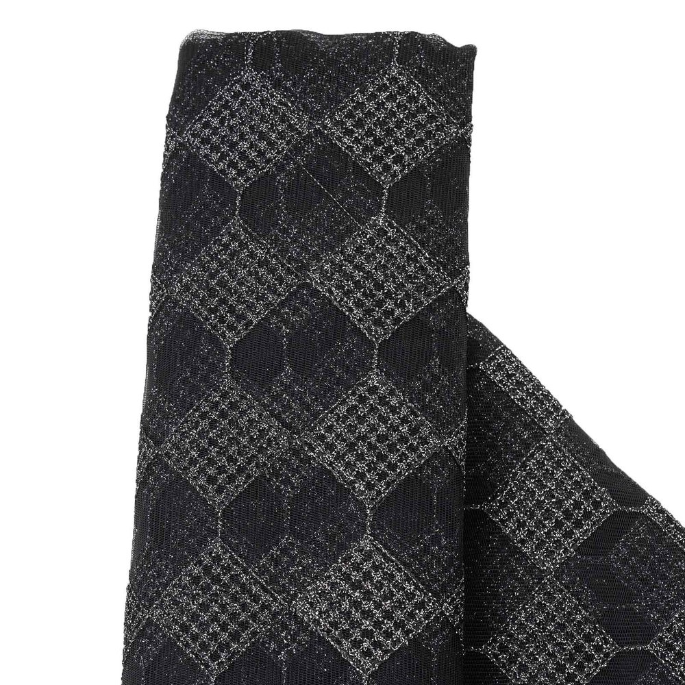 BalsaCircle 54-Inch Wide x 4 Yards Black and Silver Checkered Fabric by The Bolt - Sewing Craft Wedding Party Draping Supplies