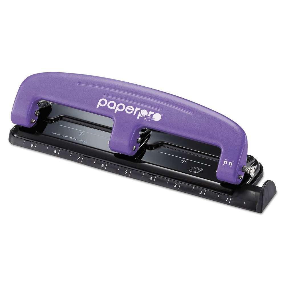 Brother PaperPro-Bostitch 2105 inPRESS 3-Hole Punch, 12-Sheet Capacity, Purple/Black