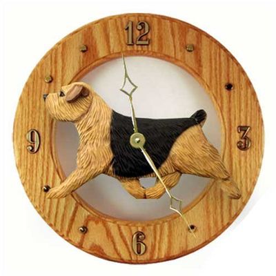 Black and TAN Norfolk Terrier Wall Clock in Light Oak by Michael Park