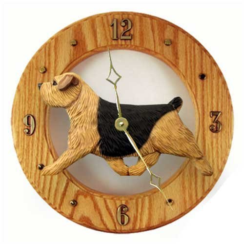 Black and TAN Norfolk Terrier Wall Clock in Light Oak by Michael Park