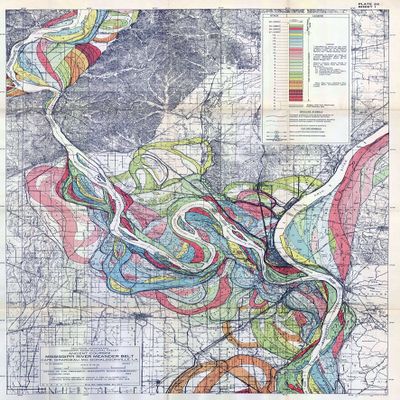 1944 Fisk Mississippi Meander Map Ancient River Bed Sheet 1 - Map Reproduction 16 X 24 inches