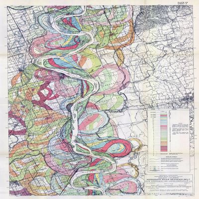 1944 Fisk Mississippi Meander Map Ancient River Bed Sheet 3 - Map Reproduction 16 X 24 inches