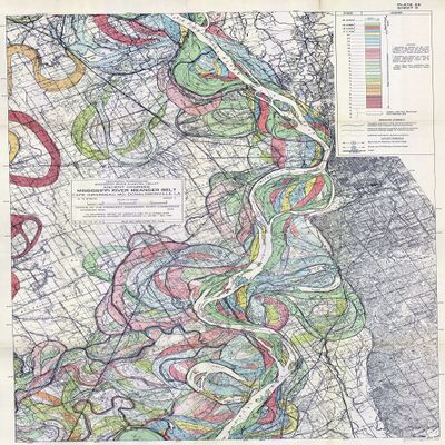 1944 Fisk Mississippi Meander Map Ancient River Bed Sheet 5 - Map Reproduction 16 X 24 inches
