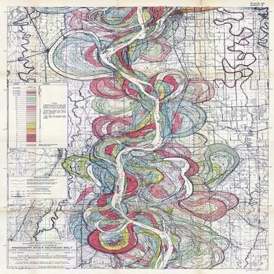 1944 Fisk Mississippi Meander Map Ancient River Bed Sheet 9 - Map Reproduction 16 X 24 inches