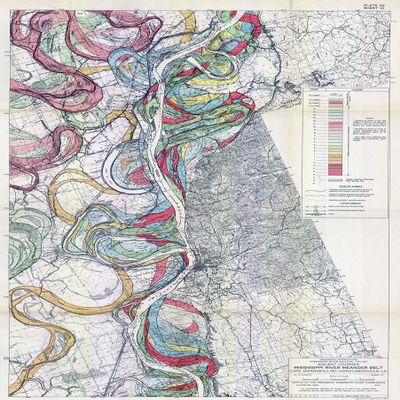 1944 Fisk Mississippi Meander Map Ancient River Bed Sheet 12 - Map Reproduction 16 X 24 inches