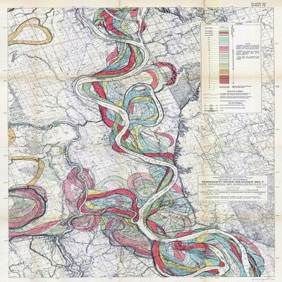 1944 Fisk Mississippi Meander Map Ancient River Bed Sheet 13 - Map Reproduction 16 X 24 inches