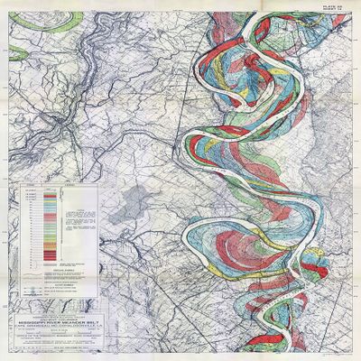 1944 Fisk Mississippi Meander Map Ancient River Bed Sheet 14 - Map Reproduction 16 X 24 inches