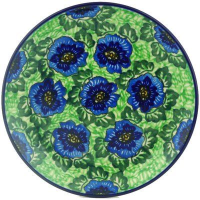 Polmedia Polish Pottery Dessert Plate UNIKAT - Quilters Floral Pattern Handmade in Boleslawiec Poland by Ceramika Artystyczna + Certificate of Authenticity