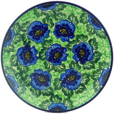 Polmedia Polish Pottery Dessert Plate UNIKAT - Quilters Floral Pattern Handmade in Boleslawiec Poland by Ceramika Artystyczna + Certificate of Authenticity