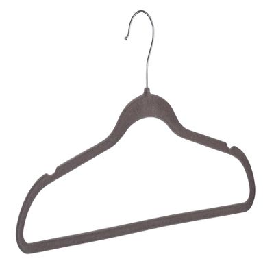 WENKO Cintre floqu gris set de 5 - set de 5, Plastique (ABS), 45 x 23.5 x 0.4 cm, Gris
