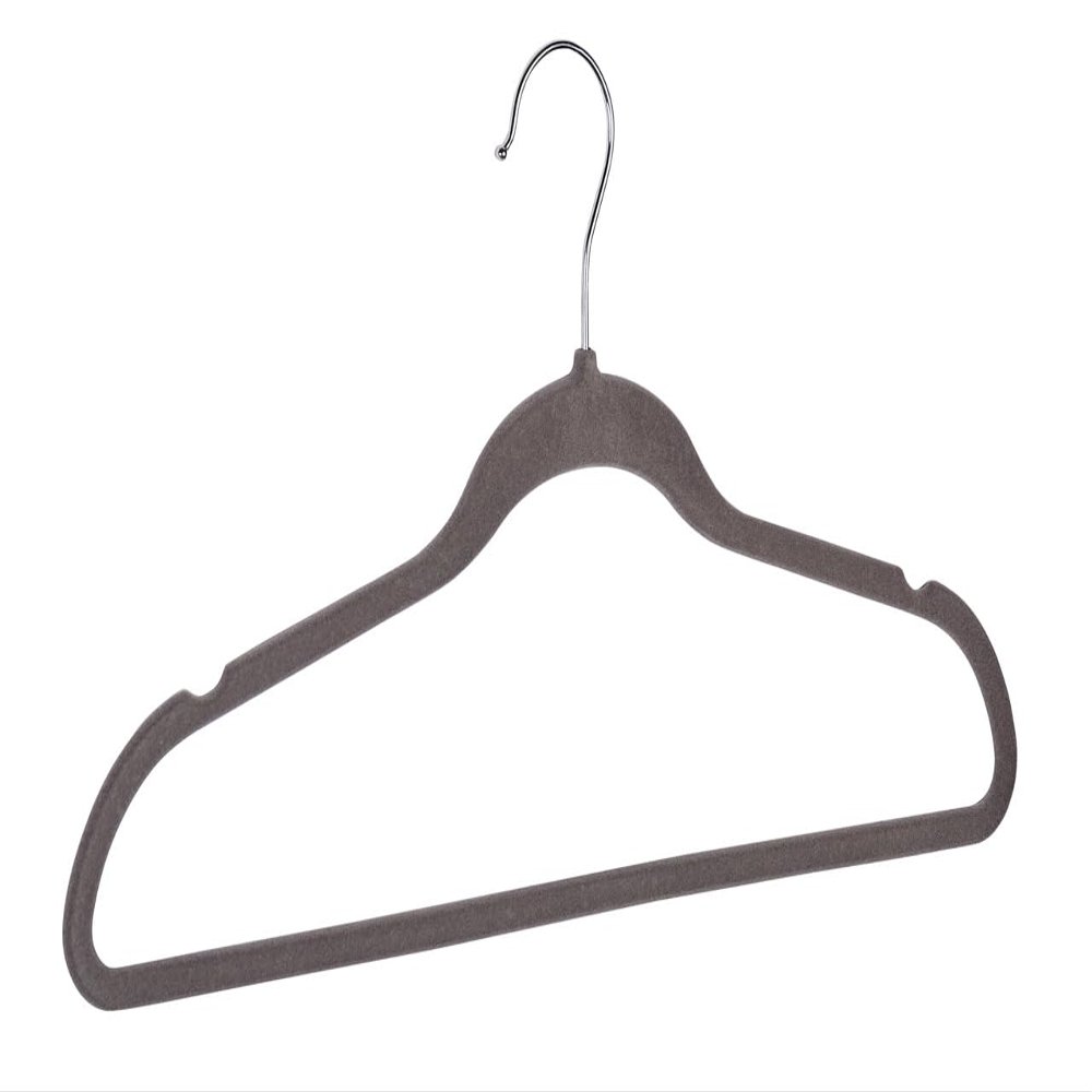 WENKO Cintre floqu gris set de 5 - set de 5, Plastique (ABS), 45 x 23.5 x 0.4 cm, Gris