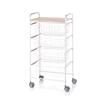 DON HIERRO - Kitchen Cart with 4 Removable Baskets  2-Tier Rolling Utility & Storage Cart on Wheels, White Steel Frame with Ash Laminated Top  Modern & Space-Saving - Fiesta view 1