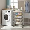 DON HIERRO - Kitchen Cart with 4 Removable Baskets  2-Tier Rolling Utility & Storage Cart on Wheels, White Steel Frame with Ash Laminated Top  Modern & Space-Saving - Fiesta view 3