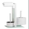 WENKO Toilet Paper Stand with Toilet Brush and Spare Roll Holder, Toilet Paper Holder Stand, Toilet Paper Roll Holder, White, 7.09 x 27.56 x 7.68 in view 1