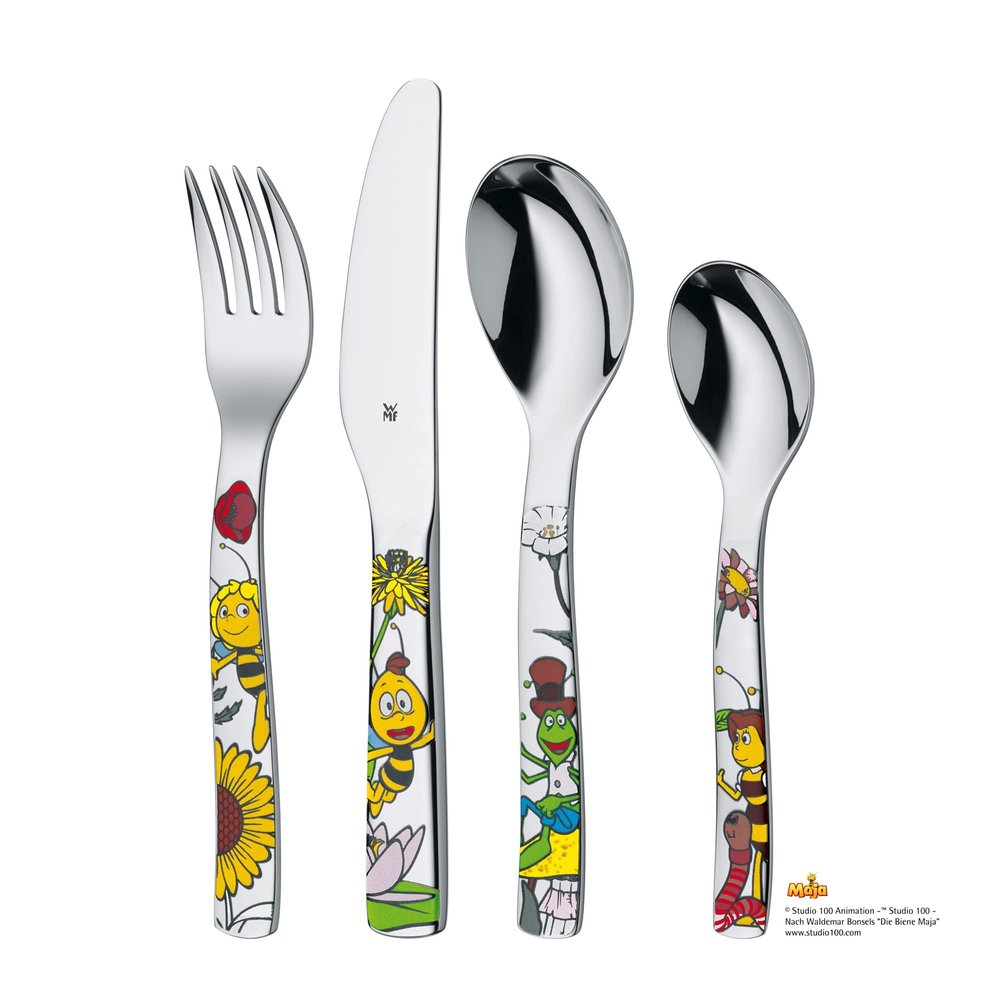 WMF Children's Cutlery Set 4-Piece Maya the Bee Cromargan 18/10 Stainless Steel Polished Suitable from 3 Years