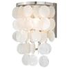 VAXCEL Elsa 1-Light 6.5 inch Wide Satin Nickel Glam Bathroom Vanity Lighting Fixture, Capiz Shell Shade, Dimmable, LED Compatible, Wall Mounted Steel Sconce view 1