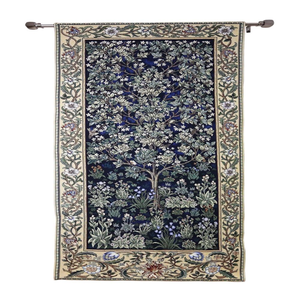 Signare William Morris Blue Tree of Life Wall Hanging Wall Art | 100% Cotton Tapestry (WH-WM-TLBL-2)