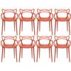 2xhome Set of 8 Modern Dining Chairs | Stackable Indoor or Outdoor Entangled Side Chair | Weather Resistant Plastic for Kitchen, Patio, Restaurant, Yard, Porch, Balcony (Red) view 1