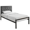 America Luxury - Bedroom Modern Contemporary Twin Size Fabric Bed Frame, Grey Fabric view 1