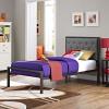 America Luxury - Bedroom Modern Contemporary Twin Size Fabric Bed Frame, Grey Fabric view 2
