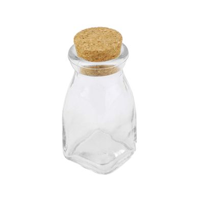Mini Glass Favor Corked Jar Bottle Carafe, 4-1/4-inch, "Vintage" Milk Jug