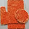BH Home & Linen 3 Piece Shiny Chenille Bath Rugs Set Large 18" x 30 Contour Mat 18"x18" and Lid. (Orange) view 1