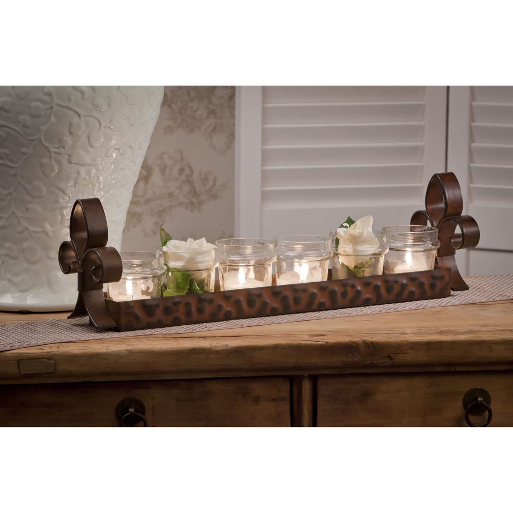 Dessau Home Bronze Fleur De Lis Six-Votive Tray
