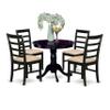 East West Furniture ANPF5-CAP-C 5 Piece Dining Set Includes a Round Kitchen Table with Pedestal and 4 Linen Fabric Upholstered Dining Chairs, 36x36 Inch, Cappuccino view 1
