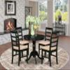 East West Furniture ANPF5-CAP-C 5 Piece Dining Set Includes a Round Kitchen Table with Pedestal and 4 Linen Fabric Upholstered Dining Chairs, 36x36 Inch, Cappuccino view 2
