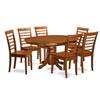 East West Furniture AVML7-SBR-W 7 Piece Kitchen Table & Chairs Set Consist of an Oval Dining Table with Butterfly Leaf and 6 Dining Room Chairs, 42x60 Inch, Saddle Brown view 1