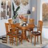 East West Furniture AVON7-SBR-LC 7 Piece Modern Dining Table Set Consist of an Oval Wooden Table with Butterfly Leaf and 6 Faux Leather Kitchen Dining Chairs, 42x60 Inch, Saddle Brown view 2