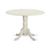 East West Furniture DLBO5-WHI-W 5 Piece Kitchen Table Set for 4 Includes a Round Dining Room Table with Dropleaf and 4 Solid Wood Seat Chairs, 42x42 Inch, Linen White view 2